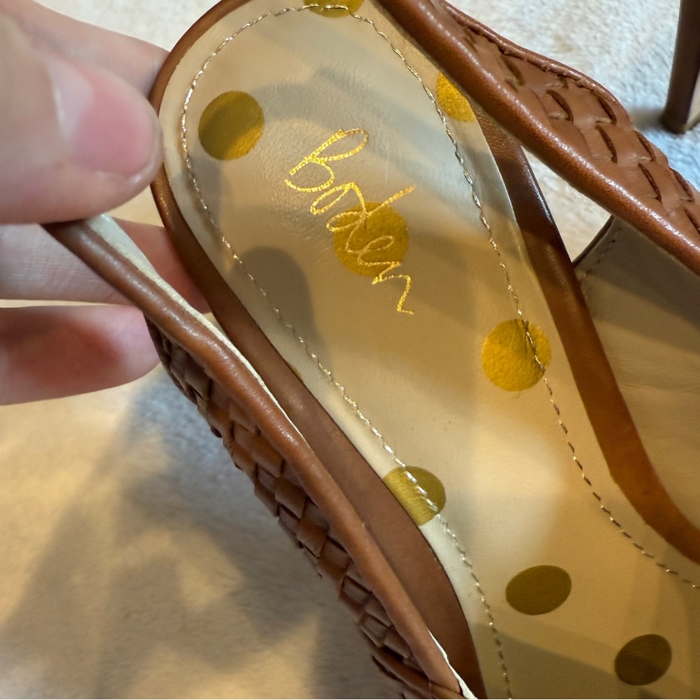 Boden Brown Woven Leather Pointed Slingback Heels - Picture 6 of 12
